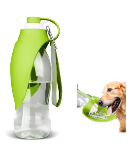 TIOVERY Dog Water Bottle, Portable Pet Water Dispenser Feeder Leak Proof with Drinking Cup Dish Bowl for Outdoor Walking, Hiking, Travel, 20OZ Water Bottle Fit for Small to Large Dogs and Cats Green