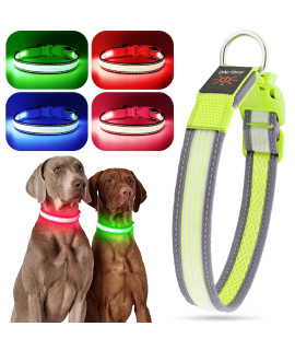 YFbrite Full Adjustbale LED Dog Collar, Full Illuminated Light up Dog Collars, Reflective Dog Collar Light Glowing in The Dark for All Dogs Safety (Small, Green-2)