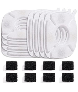 Veken 8 Pack Replacement Filters & 8 Pack Replacement Pre-Filter Sponges for 67oz, 95oz, 135oz Automatic Pet Fountain and 84oz Stainless Steel Cat Water Fountain Dog Water Dispenser