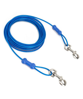 Petphabt heavy duty Dog tie out cable 20ft(6m) medium large dog for outdoor yard camping garden park pet tie out cable Blue 90lbs