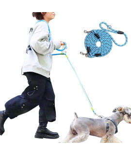 JOPOY Hands Free Dog Leash13ft Rope Crossbody Dog Leash Reflective for Large Medium Small Dogs Walking, Jogging and Running,Dog Training Leash (Blue, 13Ft)