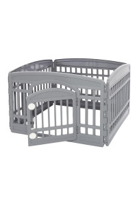 Iris Ohyama, Dog playpen/Puppy Pen, Whelping Box, Door with Latch, Clips for Easy Assembly and Disassembly, Weather-Resistant, for Dog, Rabbits - Pet Circle CI-604E, Iron Grey