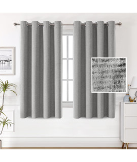 100% Blackout Faux Linen curtains 63 inches Long Thermal curtains for Living Room Textured Burlap curtains with Double Face Linen grommet Soundproof Bedroom curtains 52 x 63 Inch, 2 Panels - grey