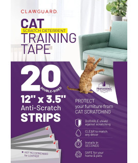 cLAWgUARD cat Repellant Tape 20 Pre-cut Strips - cat Scratch Furniture Protector - cat Deterrent Tape - cat Anti Scratch Shields - cat Scratch Sofa Protection - Sofa Drapes Screens and More