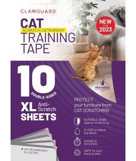 cLAWgUARD cat Repellant Tape 10 XL Sheets - cat Scratch Furniture Protector - cat Deterrent Tape - cat Anti Scratch Shields - cat Scratch Sofa Protection - Sofa Drapes Screens and More