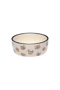 Pearhead cat Faces Pet Bowl, cat Water and Food Dish, Pet Owner cat Accessory, ceramic, Blush and White