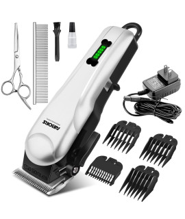 AIBORS Dog Clippers for Grooming Low Noise Rechargeable Cordless Pet Hair Grooming Clippers, Professional Heavy Duty Dog Grooming Kit Dog Trimmer Shaver for Dogs Cats Pets (Silver)