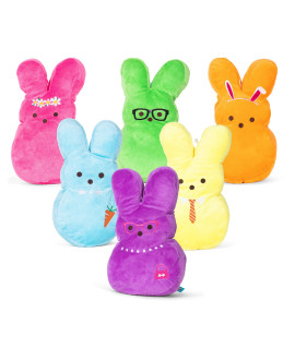 Peeps for Pets 12 Plush Dress-up Bunny Squeaker Toy for Dogs in Assorted Colors Jumbo Peeps Bunny Plush for Dog Easter Baskets with Squeaker Dog Squeaky Plush Bunny Toy