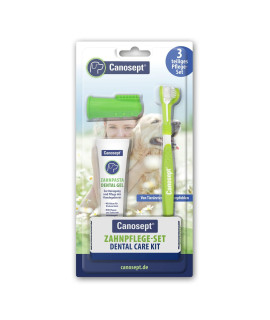 canosept Dog Dental care Kit (3 Pieces) - Dog Toothbrush and Toothpaste - Dog Toothbrush Finger - Dog Teeth cleaning Products - Plaque Remover for Dogs Teeth - Dog Breath freshener