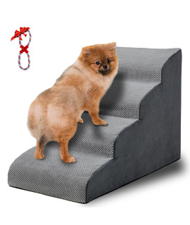 Dog Stairs, Pet Stairs with High-Density Foam and Removeable Cover, 20 High Dog Ramp for Bed Non-Slip Pet Steps for Small Dogs, Cats to Get on Bed, Sofa, Couch(4-Step, Grey)