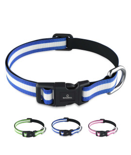 MASBRILL Reflective Dog Collar, Adjustable Nylon Pet Collars for Puppy Small Medium Large and Extra Large Dogs, with One Pet Training Clicker for Dogs Cats Behavioral Training