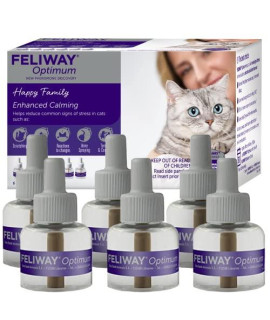 FELIWAY Optimum cat Enhanced calming Pheromone Diffuser 30 Day Refill - 6 Pack