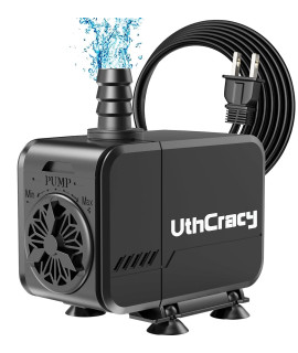 UthCracy Submersible Pump Aquarium Pump 210 GPH 8W Fountain Pump 800L/H High Lift with Extend 5.2ft Power Cord Energy Saving Ultra Quiet Water Pumps for Fish Tank, Small Pond, Statuary, Hydroponics.