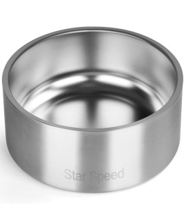 StarSpeed Stainless Steel Dog Bowl. Dog Water Bowls for Large Dogs with Rubber Bottom, Drop Resistant and Durable, Keeps Cold, Holds 8 Cups of Water, Fits Different Size Dog Bowls. (64oz, Stainless)