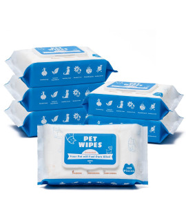 LATGLEND Pet Wipes for Dogs & Cats, 600 Count Puppy Grooming Bath Wipes Dog Cleaning Wipes Daily Use for Cleaning Body Face Butt Eyes Ears Paws, 600Count-6Pack