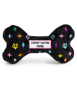 Haute Diggity Dog Chewy Vuiton Black Monogram Collection - Soft Plush Designer Dog Toys with Squeaker & Fun, Parody Designs from Safe, Machine-Washable Materials for All Breeds & Sizes