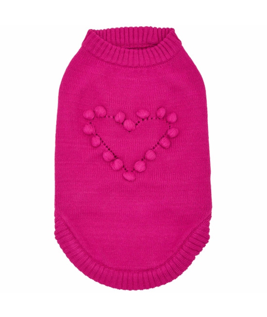 Blueberry Pet 2023 New Heart Dog Sweater Valentine?s Day Clothes for Small Girl Dogs, Hot Pink Pullover Crewneck Holiday Apparel, Back Length 8?