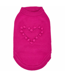 Blueberry Pet 2023 New Heart Dog Sweater Valentine?s Day Clothes for Small Girl Dogs, Hot Pink Pullover Crewneck Holiday Apparel, Back Length 10?