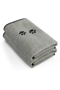 Wipela 2Pieces Microfiber Pet Bath Towel Dog Towel.Dog Towel Soft Absorbent Drying for Small Medium Large Dogs and Cats with Great for Bathing and Grooming (35 x 20 Inch Grey)