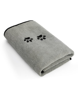Wipela 1Pieces Microfiber Pet Bath Towel Dog Towel.Dog Towel Soft Absorbent Drying for Small Medium Large Dogs and Cats with Great for Bathing and Grooming (27.5 x 55 Inch Grey)