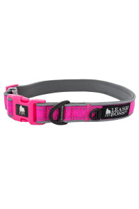 Leashboss Adjustable Reflective Dog collar, Quick-Release Buckle and Reflective Piping and Threads for Small, Medium and Large Dogs (Medium - Pink 135-195 Neck x 1 Wide)
