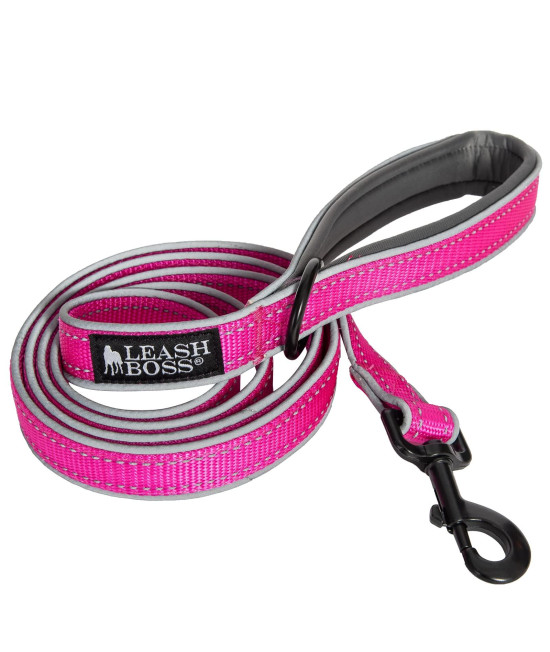 Leashboss 6ft Dog Leash | Ultra Comfort Double-Thick Soft Padded Handle | Reflective Leash for Large Dogs, Medium Dogs | Heavy Duty Leash for Large Breed Dogs | Nylon Leash for Small Dogs/Puppies