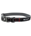 Leashboss Adjustable Reflective Dog collar, Quick-Release Buckle and Reflective Piping and Threads for Small, Medium and Large Dogs (Small - Black 115-16 Neck x 34 Wide)