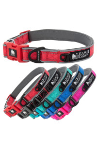 Leashboss Adjustable Reflective Dog collar, Quick-Release Buckle and Reflective Piping and Threads for Small, Medium and Large Dogs (Large - Red 165-25 Neck x 1 Wide)