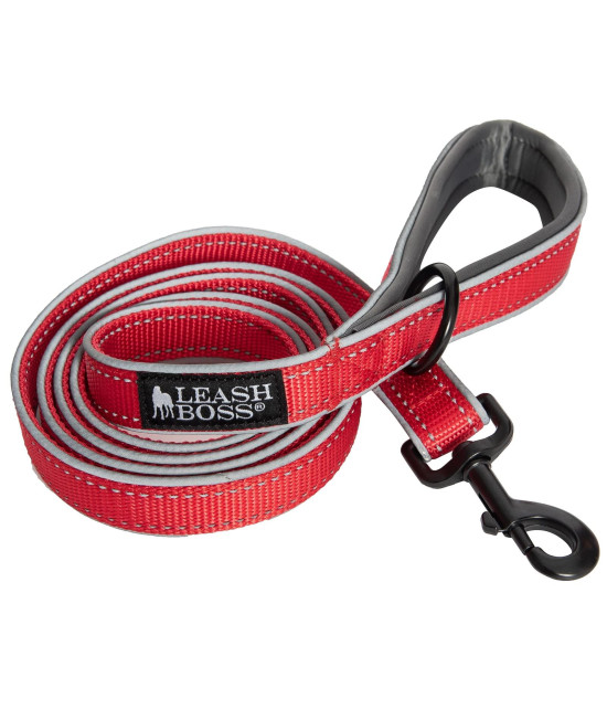 Leashboss 6ft Dog Leash Ultra comfort Double-Thick Soft Padded Handle Reflective Leash for Large Dogs, Medium Dogs Heavy Duty Leash for Large Breed Dogs Nylon Leash for Small DogsPuppies