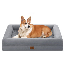 Yiruka Dog Beds for Medium Dogs, Orthopedic Dog Bed, Washable Dog Bed with [Removable Bolster], Waterproof Dog Bed with Nonskid Bottom, Doggy Bed, Medium Dog Bed