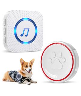 ChunHee Wireless Dog Door Bell, Potty Training to go Outside Light Touch Activation Doggy to Ring to Go Potty,Volume Adjustment (0-110) 55 Ringtones, Includes 1 Buttons and 1Receiver.