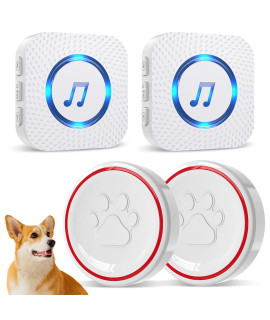 ChunHee Wireless Dog Door Bell Potty Training to go Outside Light Touch Activation Doggy to Ring to Go Potty,Volume Adjustment (0-110) 55 Ringtones, Includes 2 Buttons and 2Receiver.