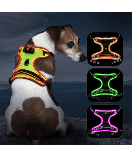 Light Up Dog Harness No Pull LED Dog Harness with Handle Vizbrite Rechargeable Lighted Dog Vest Harness for Small/Medium/Large/X-Large Size Dogs No Pull, 4 Point Adjustable Dog Harness