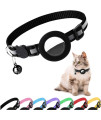 Airtag cat collar, Air tag cat collar with Bell and Safety Buckle in 38 Width, Reflective collar with Waterproof Airtag Holder compatible with Apple Airtag for cat Dog Kitten Puppy (Black)