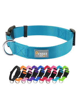 Penseepet Nylon Adjustable Blue Dog Collar for Puppy Small Medium Large Dogs