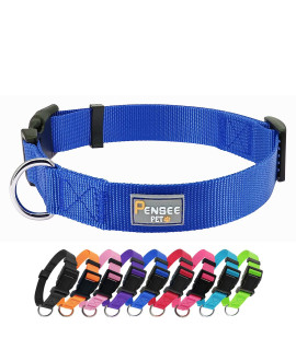 PENSEEPET Blue Dog Collar Basic Adjustable Dog Collars for Puppy Small Medium Large Dogs Girls with Breathable Quick Release Nylon Pet Collar