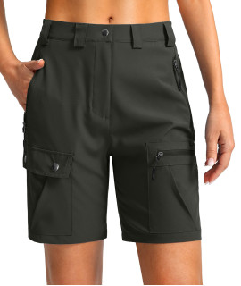 g gradual Womens 7 Hiking cargo Shorts Quick Dry Lightweight Summer Shorts with Zipper Pockets for Women golf Walking casual (Army green, Large)