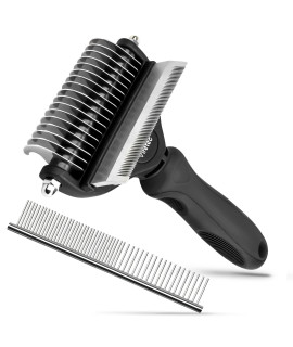 Viretec Dog Deshedding Brush, 2 in 1 Pet Undercoat Rake for Cats and Small Dog, Long and Short Grooming Tool, Dematting Combs Easily Remove Mats, Tangles and Loose Fur