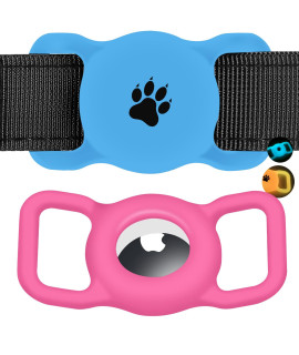 yiliuoer Airtag Dog Collar Holder,2 Pack Silicone Airtag Case for Dog Collar,Dog GPS Tracker Case for Apple Airtags, Anti-Lost Air Tag Holder Case,Airtag Holder with Cat Dog Collar