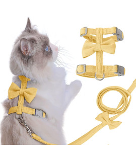 Cat Harness, Cat Harness and Leash Ddzmz Soft Mesh Breathable Adjustable Cat Vest Pets Harnesses for Walking Escape Proof Yellow Color S Size for Pets Cats Kitten Puppy Rabbit Ferret (1-Pack)