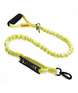 LEADSOM 6FT Highly Reflective Heavy Duty Elastic Bungee Medium and Large Dog Leash Shock Absorbing with Comfortable Padded Handle and Traffic Handle Suitable for Training Yellow