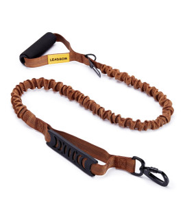 LEADSOM 6FT Highly Reflective Heavy Duty Elastic Bungee Medium and Large Dog Leash Shock Absorbing with Comfortable Padded Handle and Traffic Handle Suitable for Training