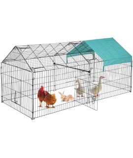 BestPet Large Metal Chicken Coop, Chicken Run Outdoor Walk-in Poultry Cage Duck Coop Chicken Pen Pet Playpen w/Door & Cover Rabbit Enclosure for Backyard Farm (88 x 41 with roof)