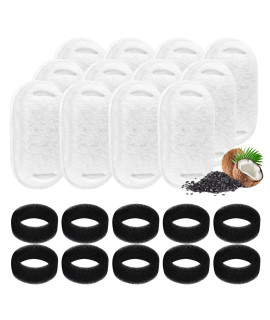 12 Pack Cat Fountain Filters with 12 Sponges, Pet Replacement Filters for Stainless Steel 108oz/3L, 67oz/2L Pet Fountain