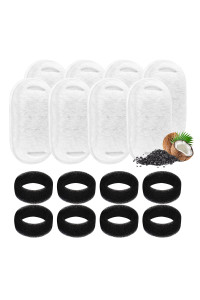 8 Pack Cat Fountain Filters with 8 Sponges, Pet Replacement Filters for Stainless Steel 108oz/3L, 67oz/2L Pet Fountain