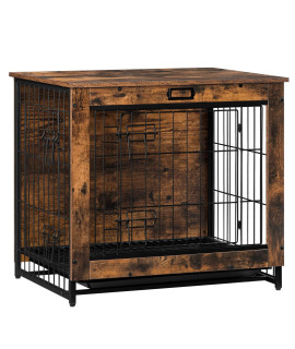 HOOBRO Dog crate Furniture, Decorative Dog Kennel, Wooden Pet Furniture with Pull-Out Tray, Home and Indoor Use, Double Doors Modern Side End Table for SmallMedium Dog, chew-Resistant BF642gW03