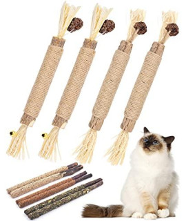 TINDTOP Silvervine Sticks for Cats, 10 Pack Natural Catnip Chew Toys for Kittens Teeth Cleaning, Matatabi Dental Care, Increase Appetite, Calm Cat Anxiety and Stress, Aggressive Chewers Cat Dental Toy