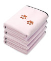 4 Pack Dog Towels for Drying Dogs Microfiber Dog Towel Soft Absorbent Pet Bath Towel Dog Drying Grooming Towel with Embroidered Paw for Pet Dogs Cats Bathing and Grooming (Pink, 35 x 20 Inch)