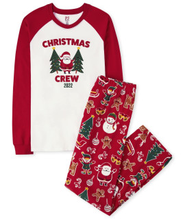 The childrens Place 2 Piece Family Matching christmas Holiday Fleece Pajamas Sets, Adult, Big Kid, Toddler, Baby, XMASS crew, Small