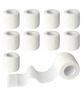 Gondiane 9 Pack 2 x 5 Yards Self Adhesive Bandage Wrap Self Stick Wrap for Ankle, Wrist, Finger, Sports, Breathable Cohesive Vet Tape for Pets (White)